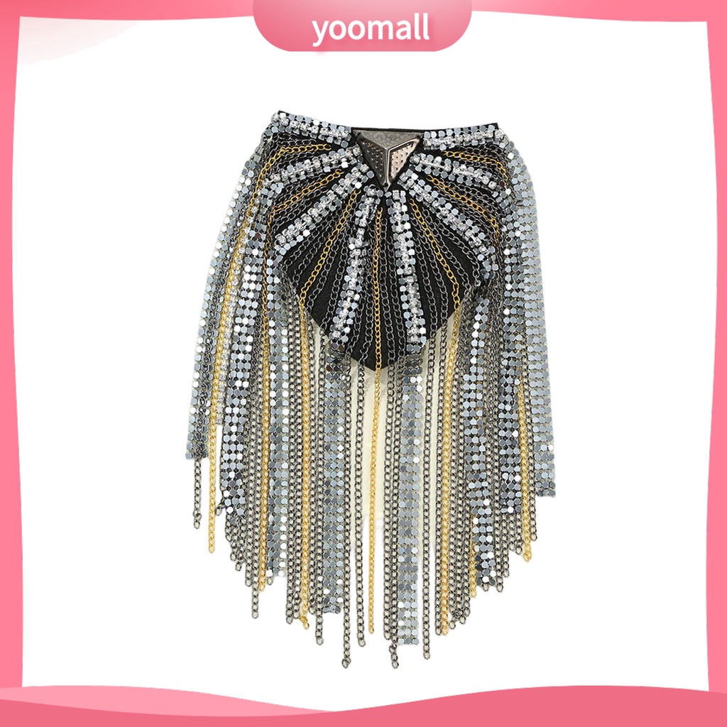 Ghim Cài Áo Kim Loại Đính Đá Phối Tua Rua Dài Thanh Lịch Cho Nam Nữ