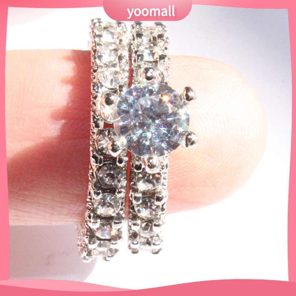 1 Cặp Nhẫn Đính Đá Toàn Diện Không Phai Màu Trọng Lượng Nhẹ Dành Cho Nữ