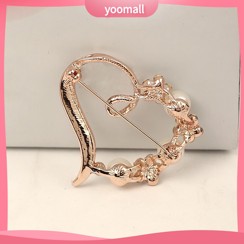 Ghim Cài Áo Hình Trái Tim Đính Ngọc Trai Nhân Tạo Thời Trang