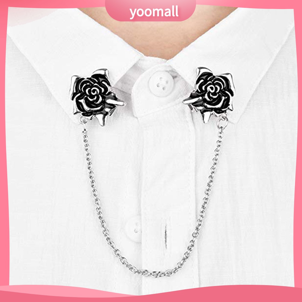 Ghim Cài Áo Hình Hoa Hồng Phối Dây Xích Thời Trang Cho Nữ