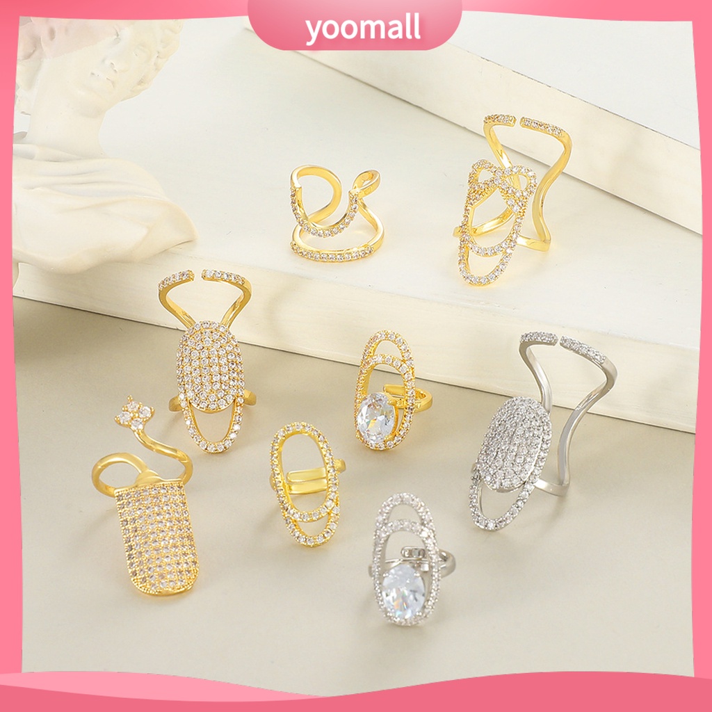 Nhẫn Đính Đá Lấp Lánh Trang Trí Móng Tay Tùy Chỉnh Kích Thước Cho Nữ