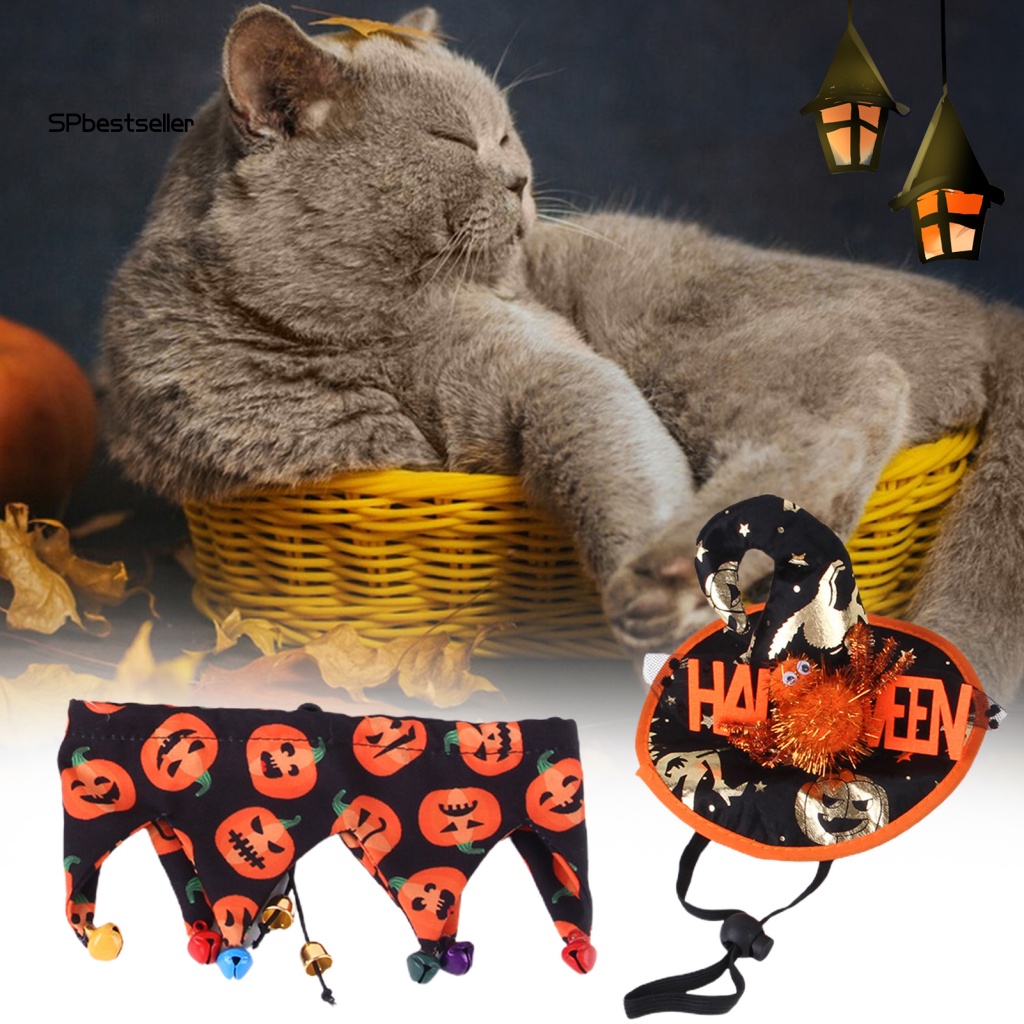 1 Bộ Phụ Kiện Băng Đô Và Yếm Mắt Màu Sắc Tươi Sáng Dùng Để Hóa Trang Halloween Cho Thú Cưng