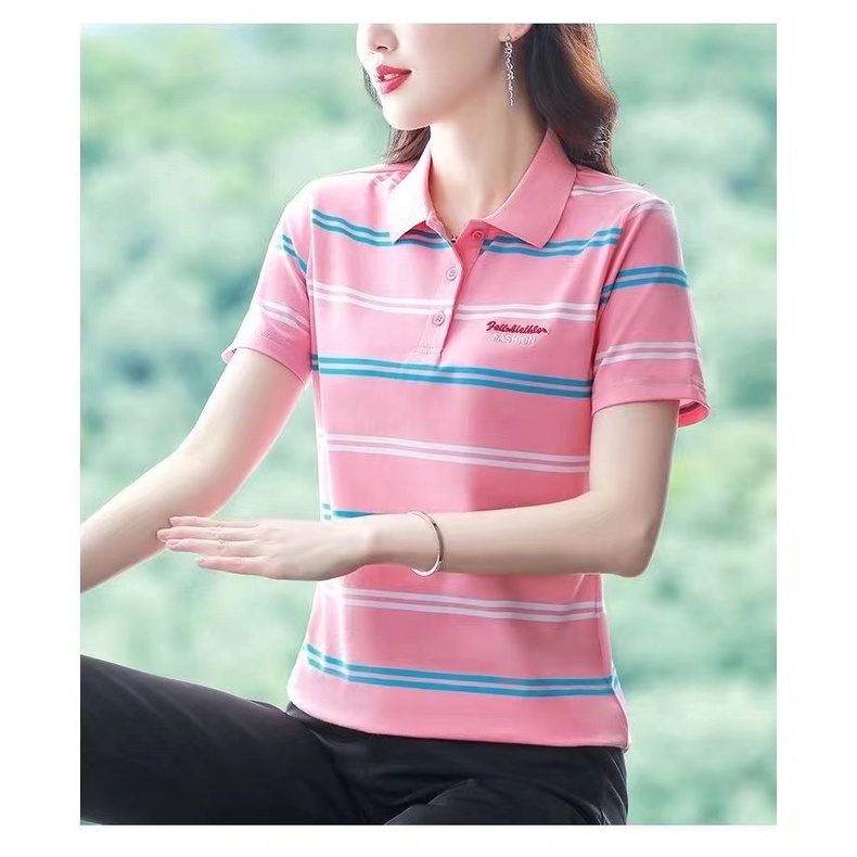 Áo Thun polo Tay Ngắn Họa Tiết Sọc Theo Phong Cách Mới