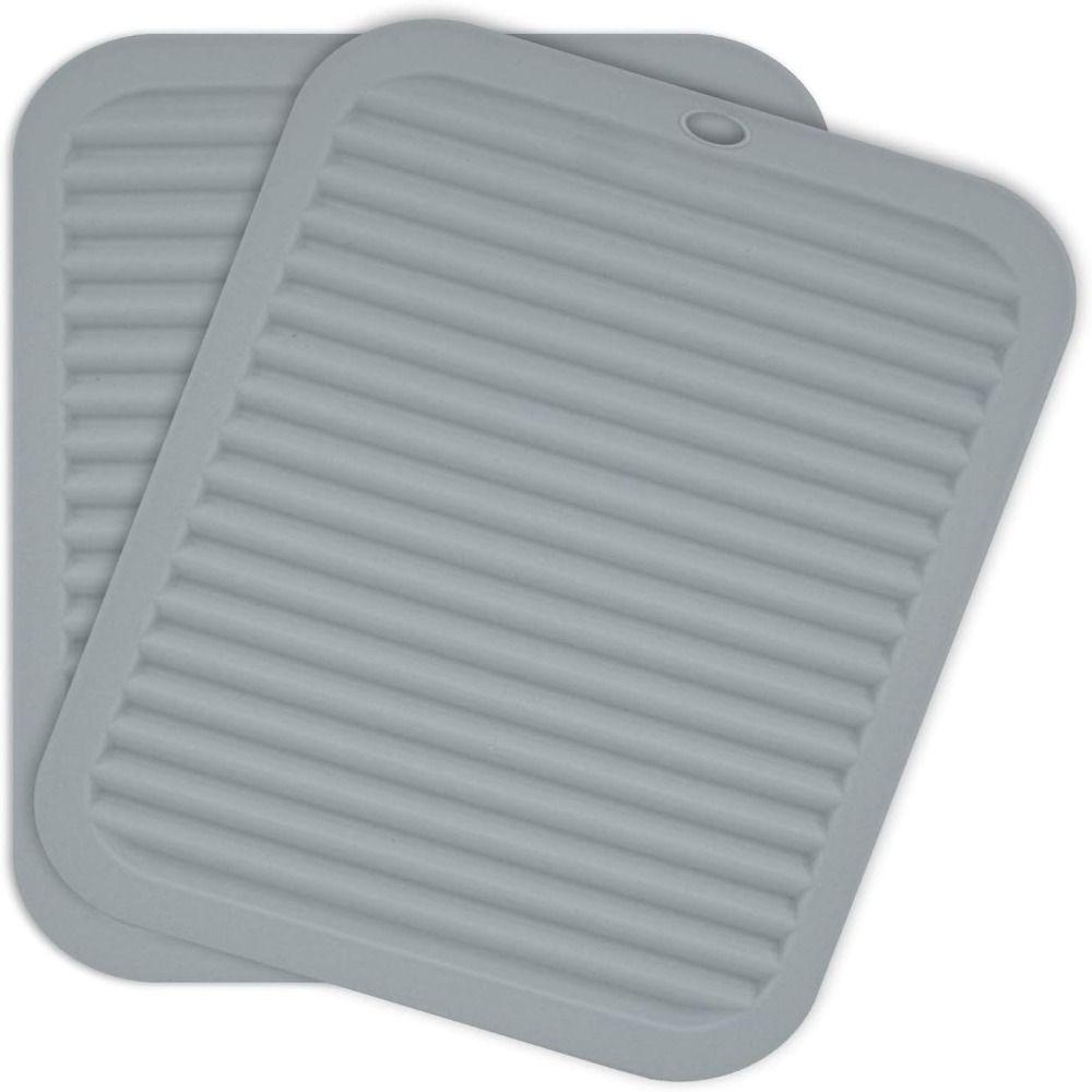 KUNHEV Set 2 Miếng Lót Nồi Bằng Silicon Dày Chịu Nhiệt Độ Cao Màu Xám Đen Xám