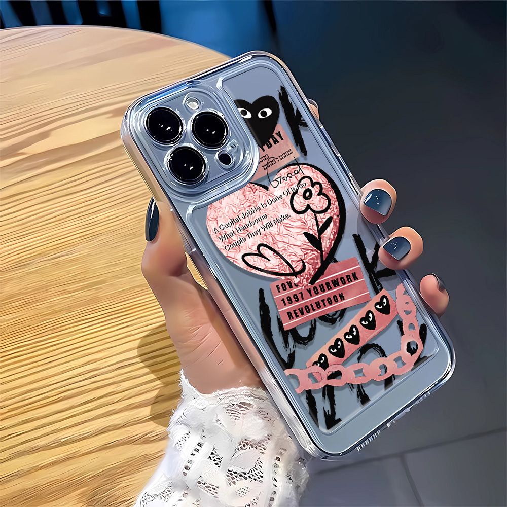 Ốp Điện Thoại Mềm Chống Sốc Màu Hồng Mắt Trái Tim 13 Cho Apple iPhone14Promax 13 11 1378p12 J0TX