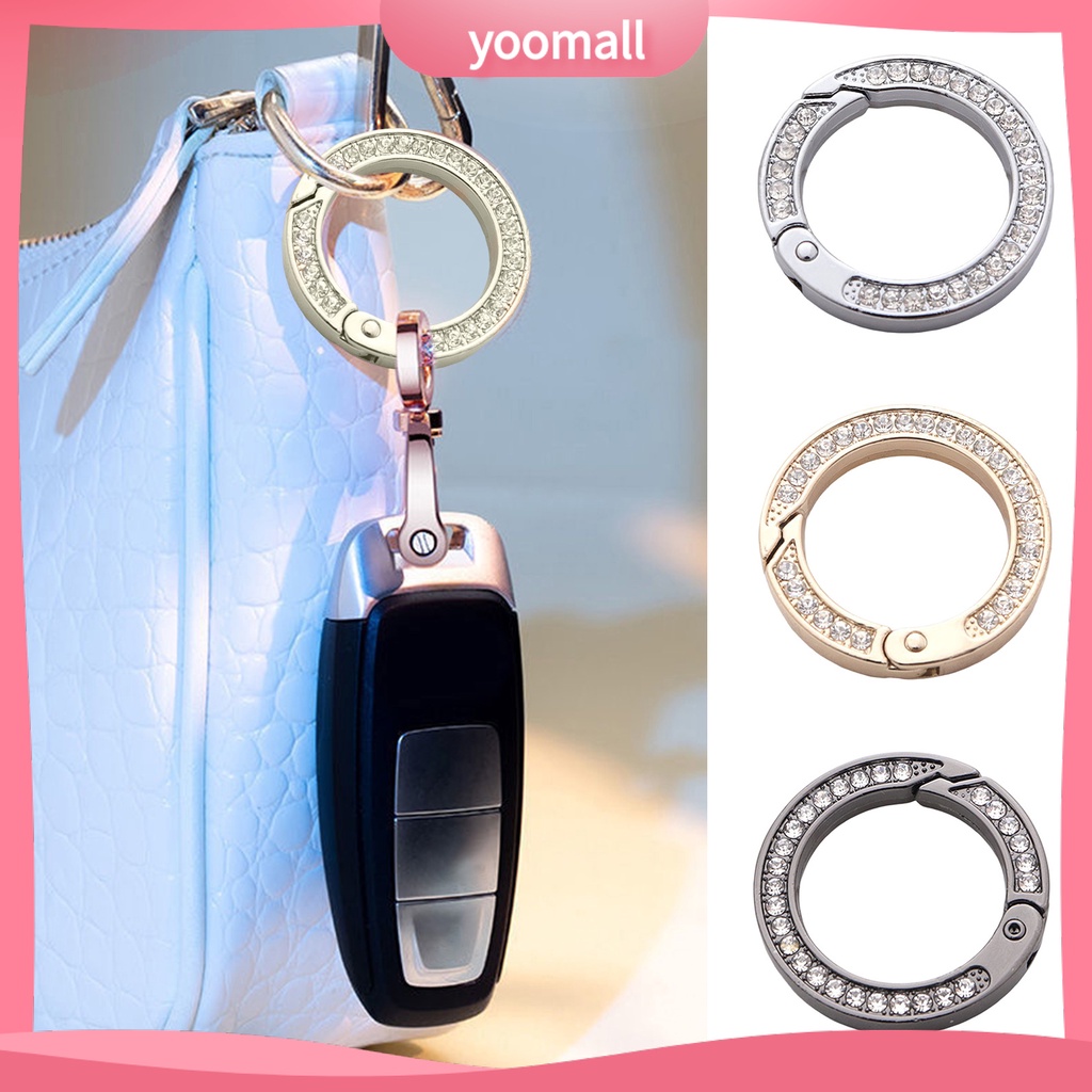 Móc Khóa Dạng Lò Xo Nén Bằng Hợp Kim Kẽm Hai Mặt Đính Đá Đa Năng