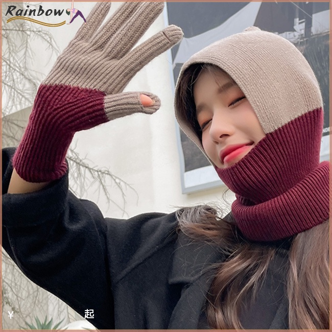 Găng Tay Len Hở Ngón Chống Gió Cảm Ứng Nhiều Màu Sắc Thời Trang Mùa Đông Cho Nữ