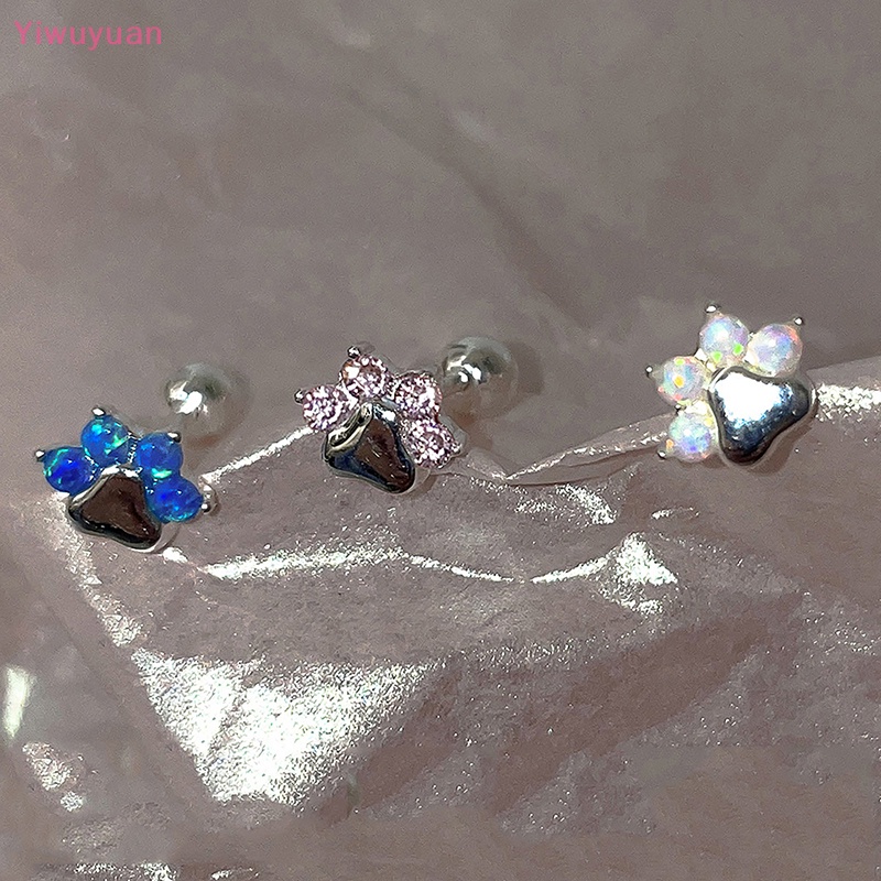 1 Đôi Khuyên Tai Hình Móng Vuốt Mèo Đính Đá Opal Thời Trang Mới