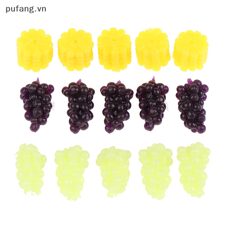 Pufang Set 5 Mô Hình Trái Nho / Nho / Trái Cây Mini TPR Mềm Mại Cho Nhà Búp Bê vn