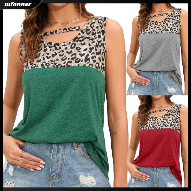 Áo Thun Sát Nách Cổ Tròn In Họa Tiết Da Báo Màu Sắc Thời Trang Mùa Hè Cho Nữ