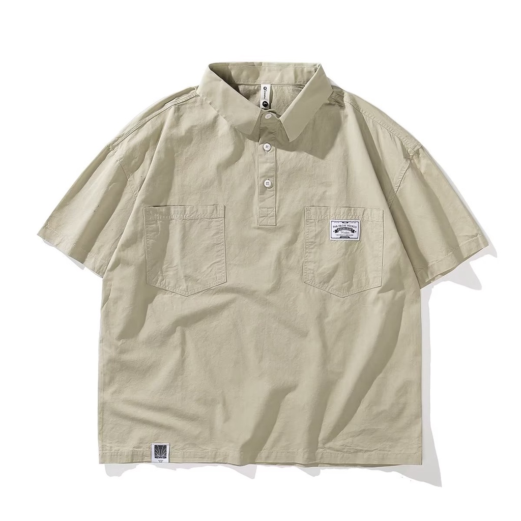 Áo Thun polo Ngắn Tay Dáng Rộng Phối Lớp Ngoài Thời Trang Mùa Hè Dành Cho Nam