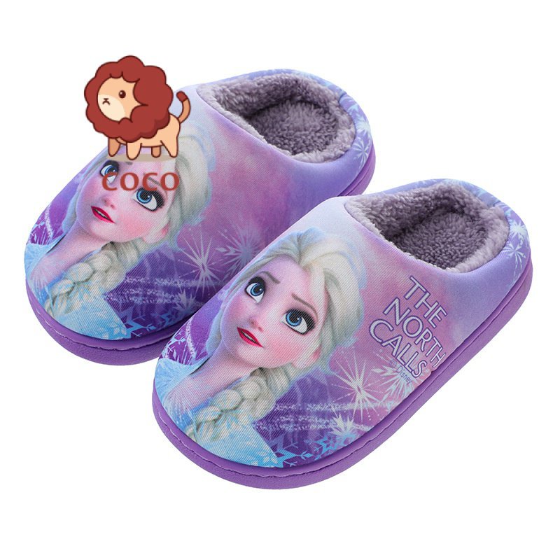 Dép Bông Đi Trong Nhà Chống Trượt Hình Công Chúa Băng Giá Cho Bé Gái