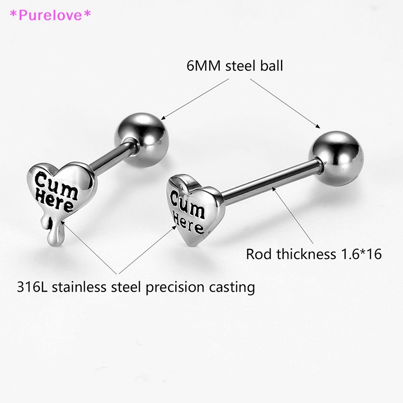 Khuyên Lưỡi Bằng Thép Phẫu Thuật Hình Trái Tim In Chữ Tiếng Anh Vui Nhộn Chống Dị Ứng Mới