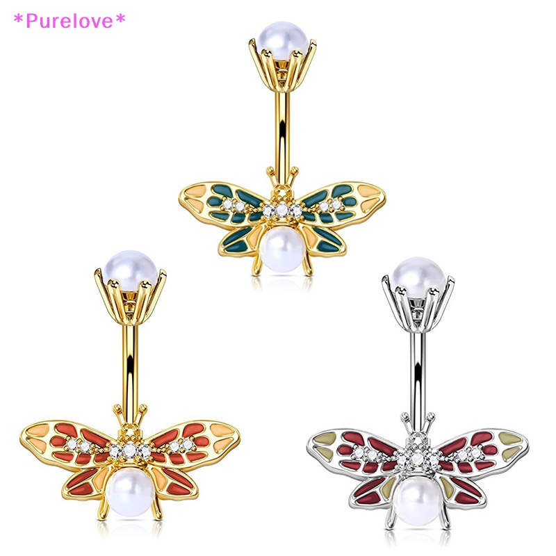 Khuyên Rốn Hình Bướm Đính Ngọc Trai Nhiều Màu Dễ Thương Mới