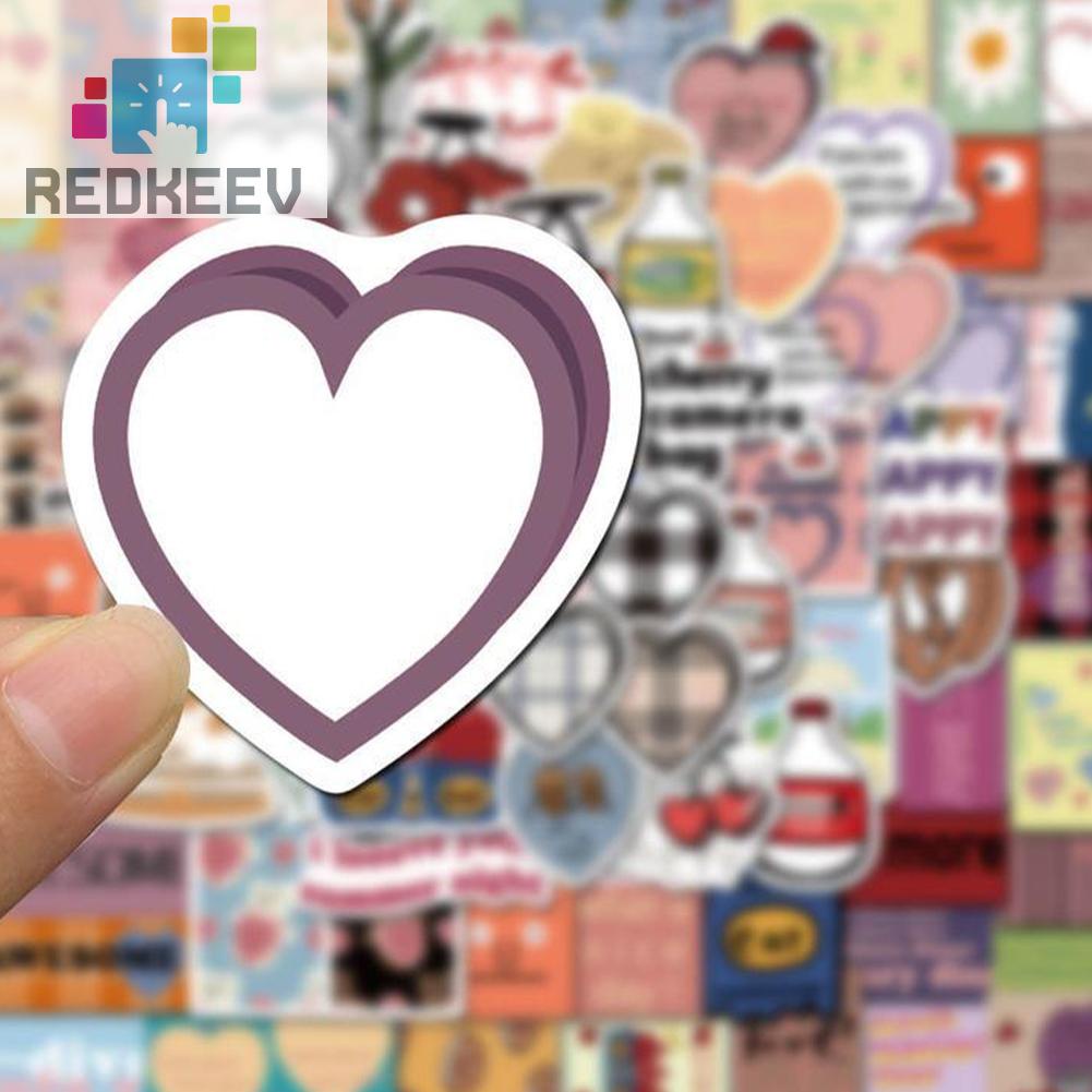 Bộ 90 Miếng Dán Trang Trí Sổ Tay / Ván Trượt Họa Tiết Trái Tim Dễ Thương DIY