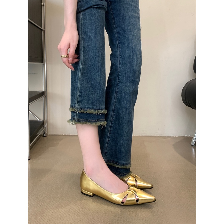 Giày Búp Bê Đế Bằng Mũi Nhọn 4 Mùa Phong Cách Mới Sk2023 Cho Nữ