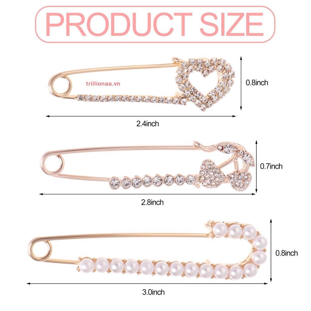 Trillionaa Cunno 12 Trâm Cài Áo Sweater / Khăn Choàng Đính Ngọc Trai Giả Pha Lê An Toàn P VN