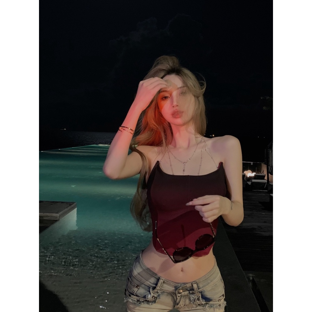 Áo Ống Ngắn Không Tay Màu Gradient Quyến Rũ Thời Trang Mùa Hè Cho Nữ