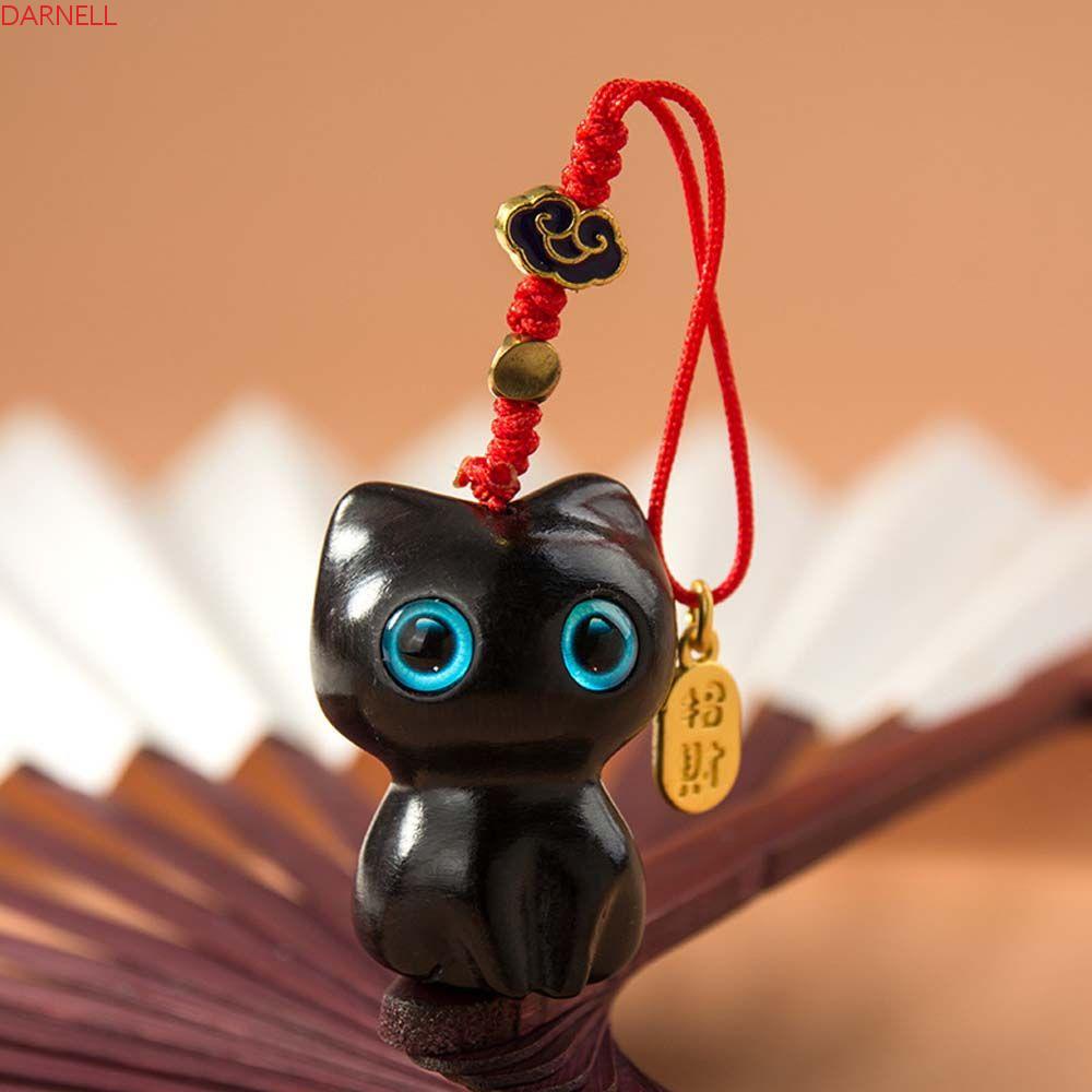 Móc Điện Thoại Bằng Gỗ Hình Chú Mèo Dễ Thương Chống Thất Lạc Kèm Dây Treo Tiện Dụng