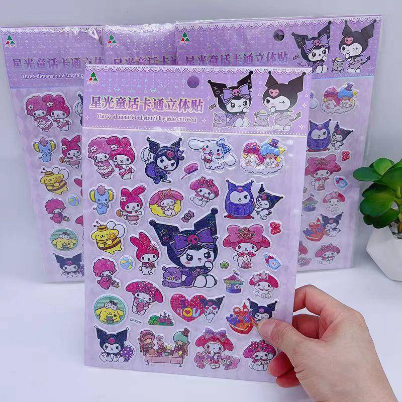1 Miếng Dán 3D Hình Sanrio Kuromi Cinnamoroll Melody Purin Hoạt Hình Chống Nước Trang Trí Sổ Tay Cho Trẻ Em