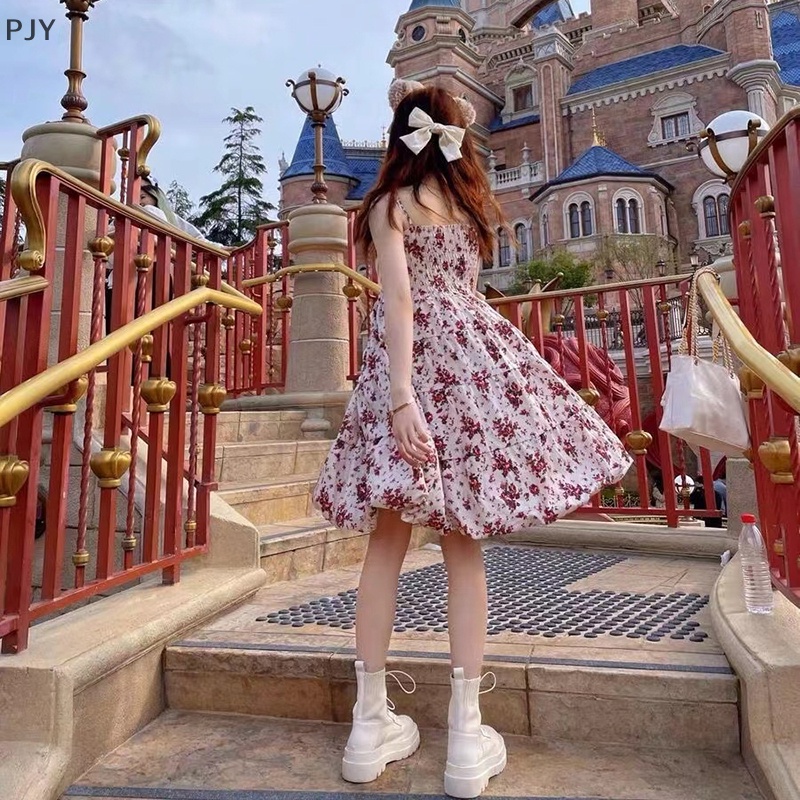 Pjy Đầm Dây Mảnh Dáng Rộng In Hoa Mùa Hè Cho Nữ PJ