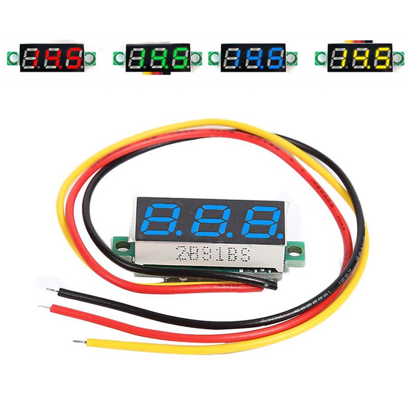 Màn hình kỹ thuật số DC kỹ thuật số siêu nhỏ 0,28 Inch Có thể điều chỉnh ba dòng DC 0-100V Vôn kế pi