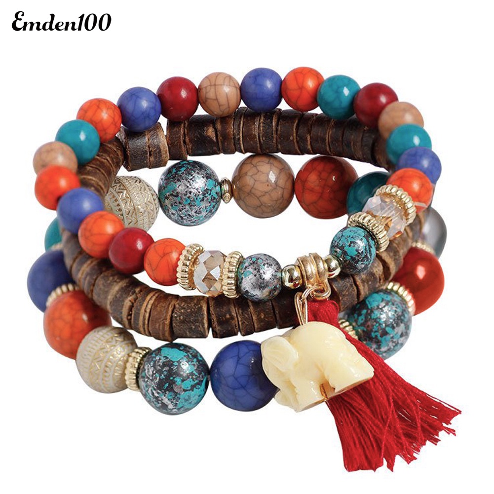 Bộ 3 Vòng Tay Chuỗi Hạt Phong Cách Bohemian Thời Trang