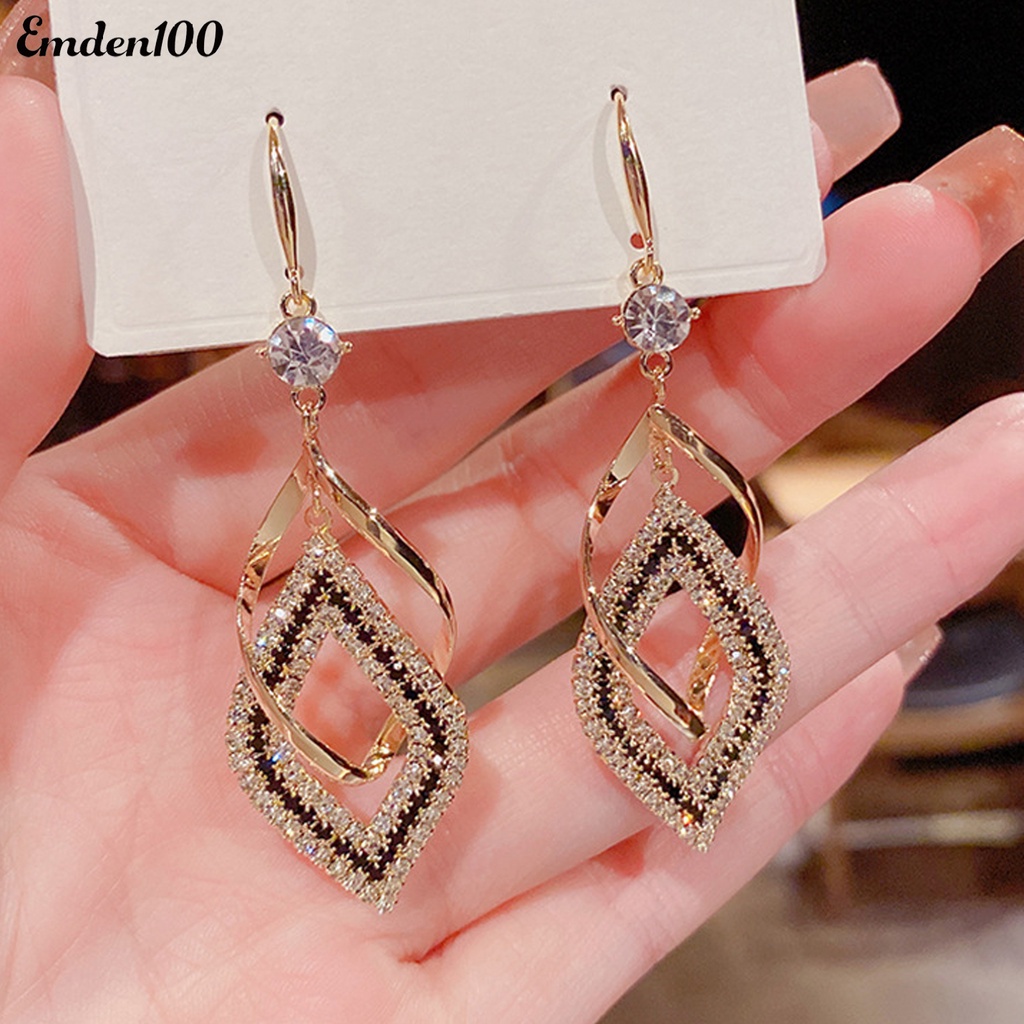 1 Đôi Bông Tai Nữ Đính Đá Phong Cách Vintage Xinh Xắn