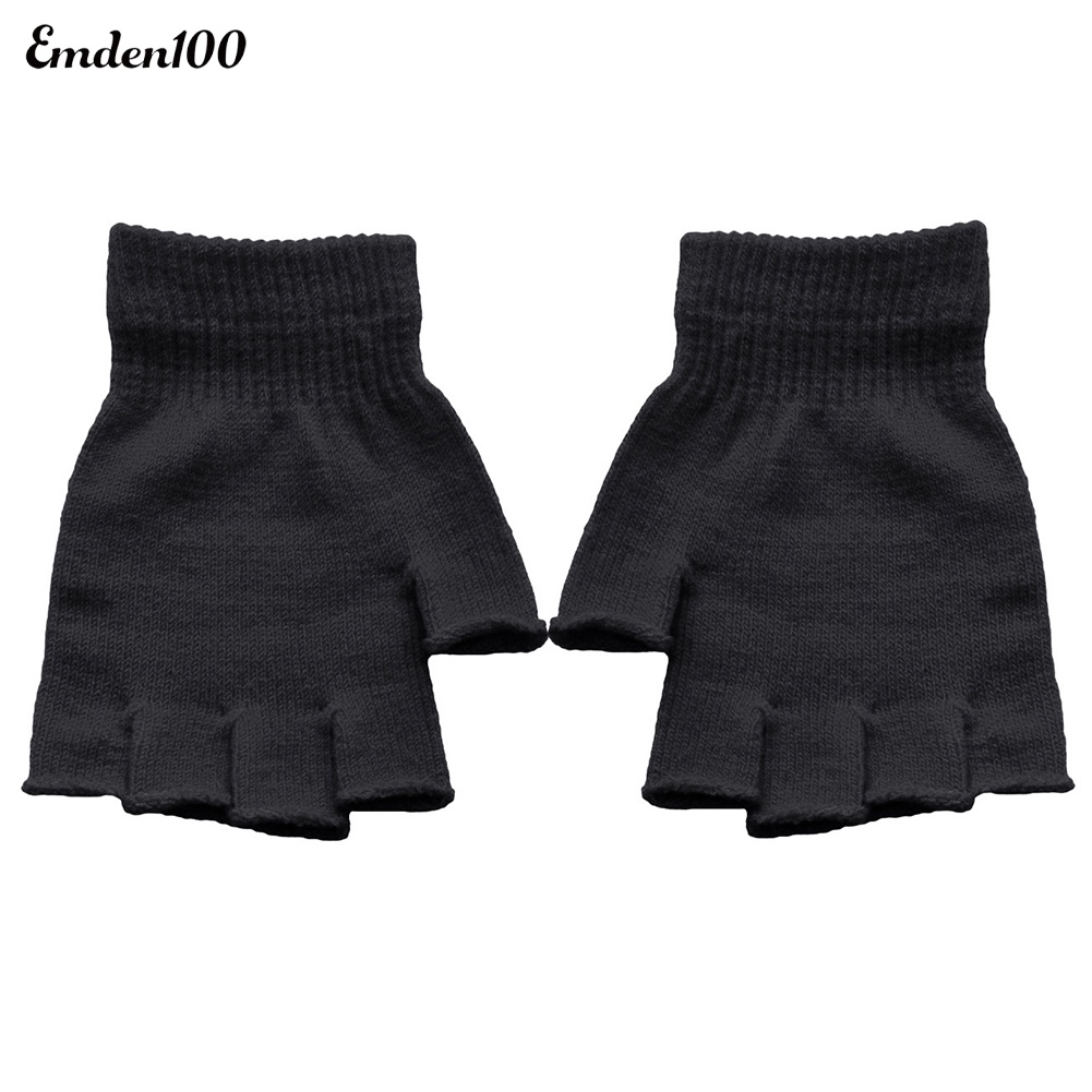 1 Đôi Găng Tay Len Hở Ngón Mềm Mại Ấm Áp