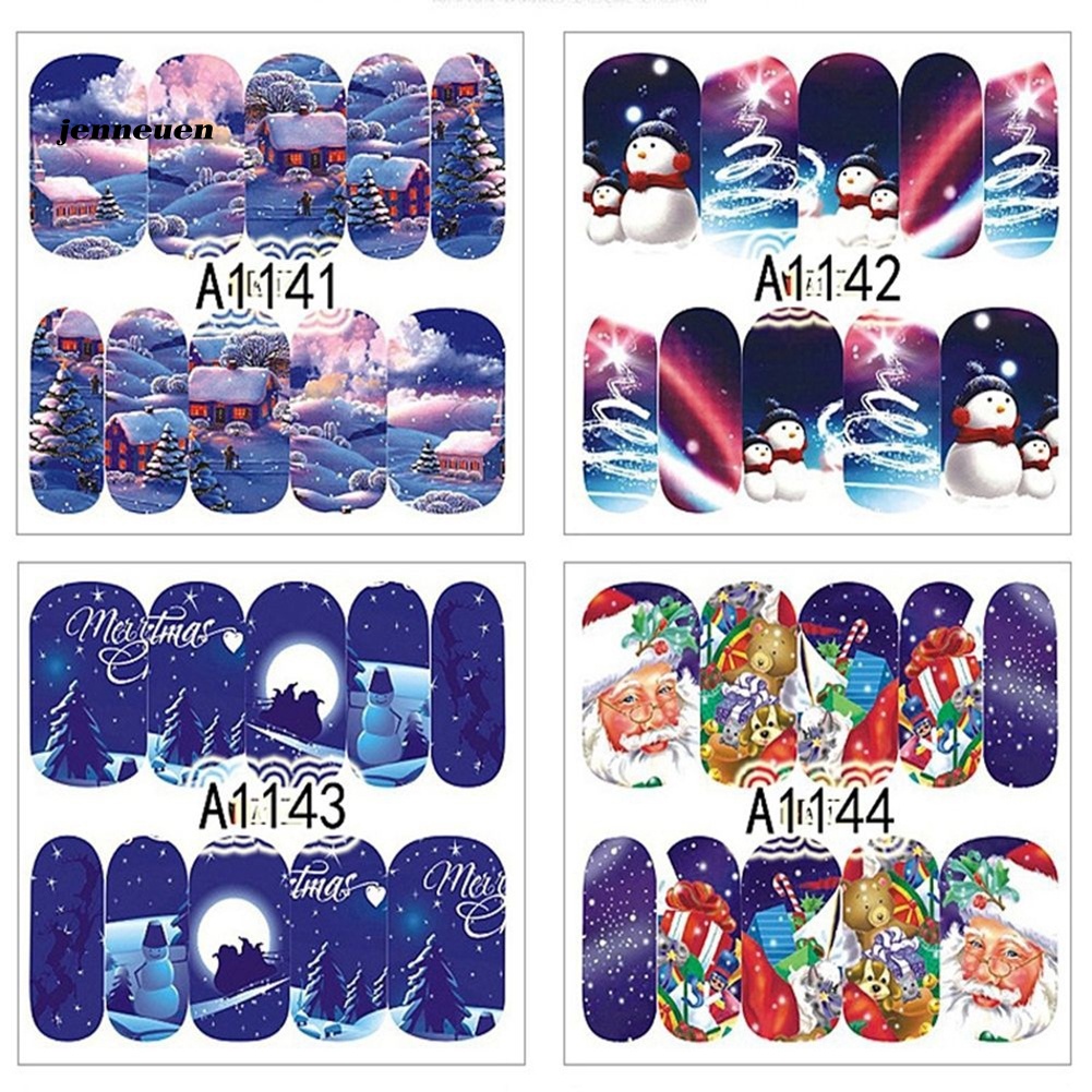 Set 12 Tấm Nhãn Dán Trang Trí Móng Nghệ Thuật Chủ Đề Giáng Sinh Cho Nữ