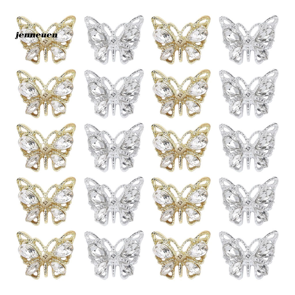 Set 20 Phụ Kiện Đính Trang Trí Móng Nghệ Thuật Hình Bướm / Trái Tim Xinh Xắn