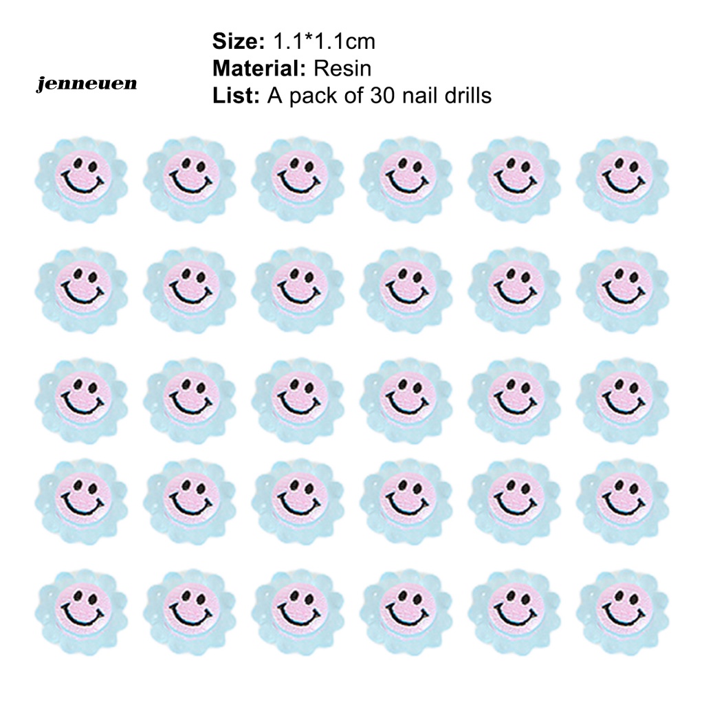 Bộ 30 Phụ Kiện Trang Trí Móng Tay Hình Hoa Mặt Cười Xinh Xắn