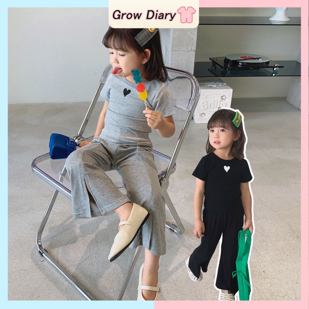 Set Áo Thun Tay Ngắn &amp; Quần Dài Thời Trang Cho Bé Gái 1-9 Tuổi