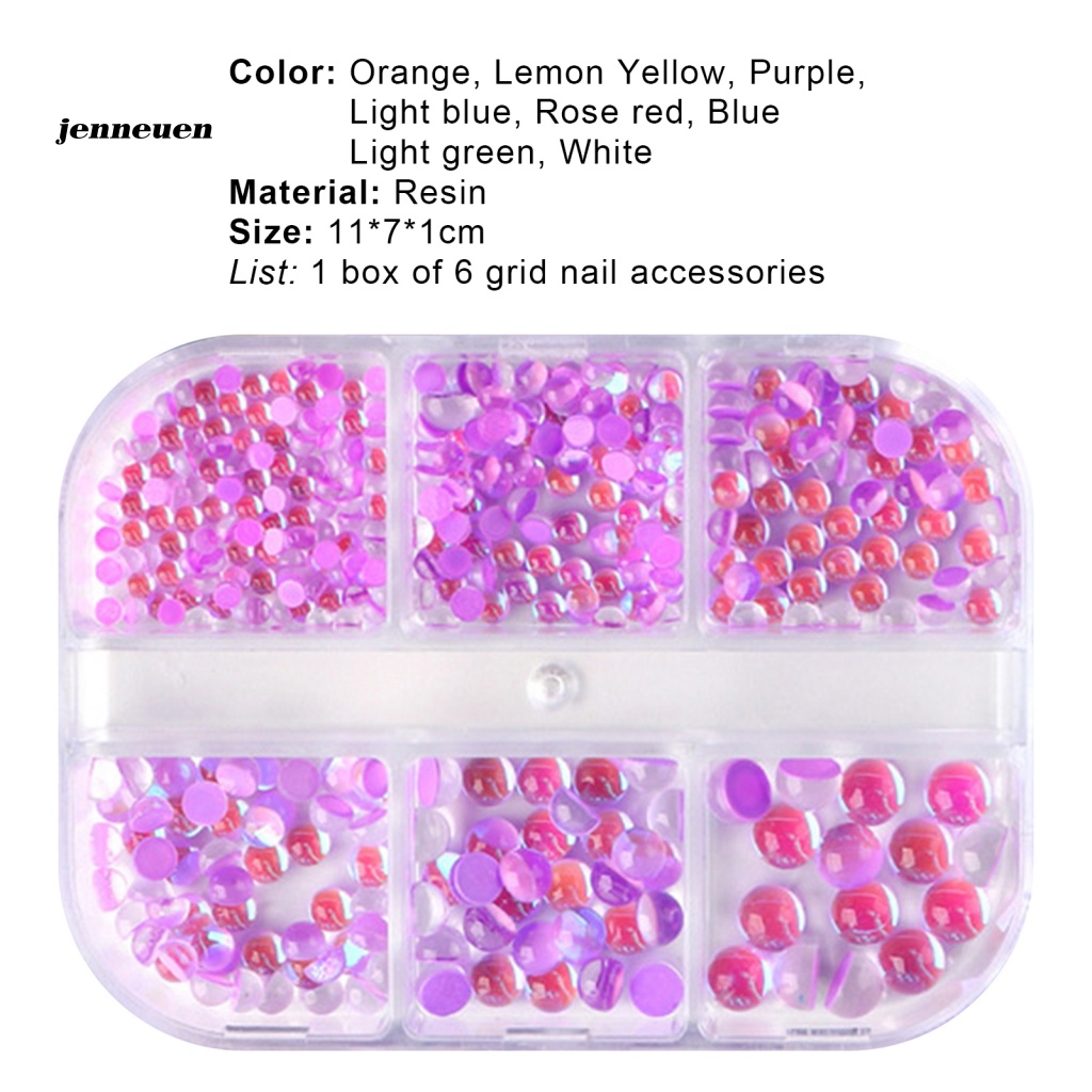 Hộp 6 Ngăn Đựng Hạt Cườm Resin Cực Quang Chuyên Dụng Cho Trang Trí Móng Tay