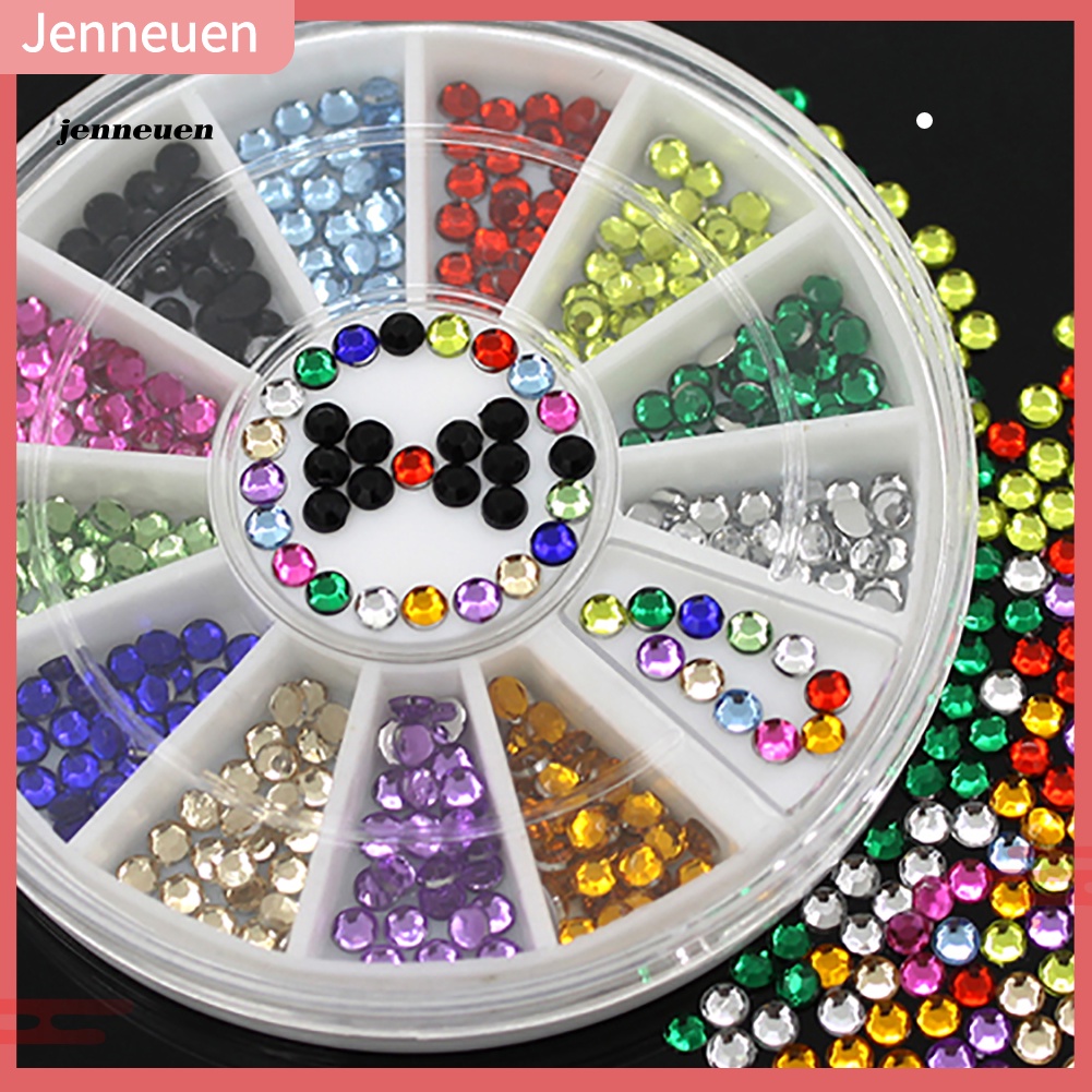 Hộp Hạt Nhựa Acrylic 12 Màu 3mm Tự Trang Trí Móng Tay