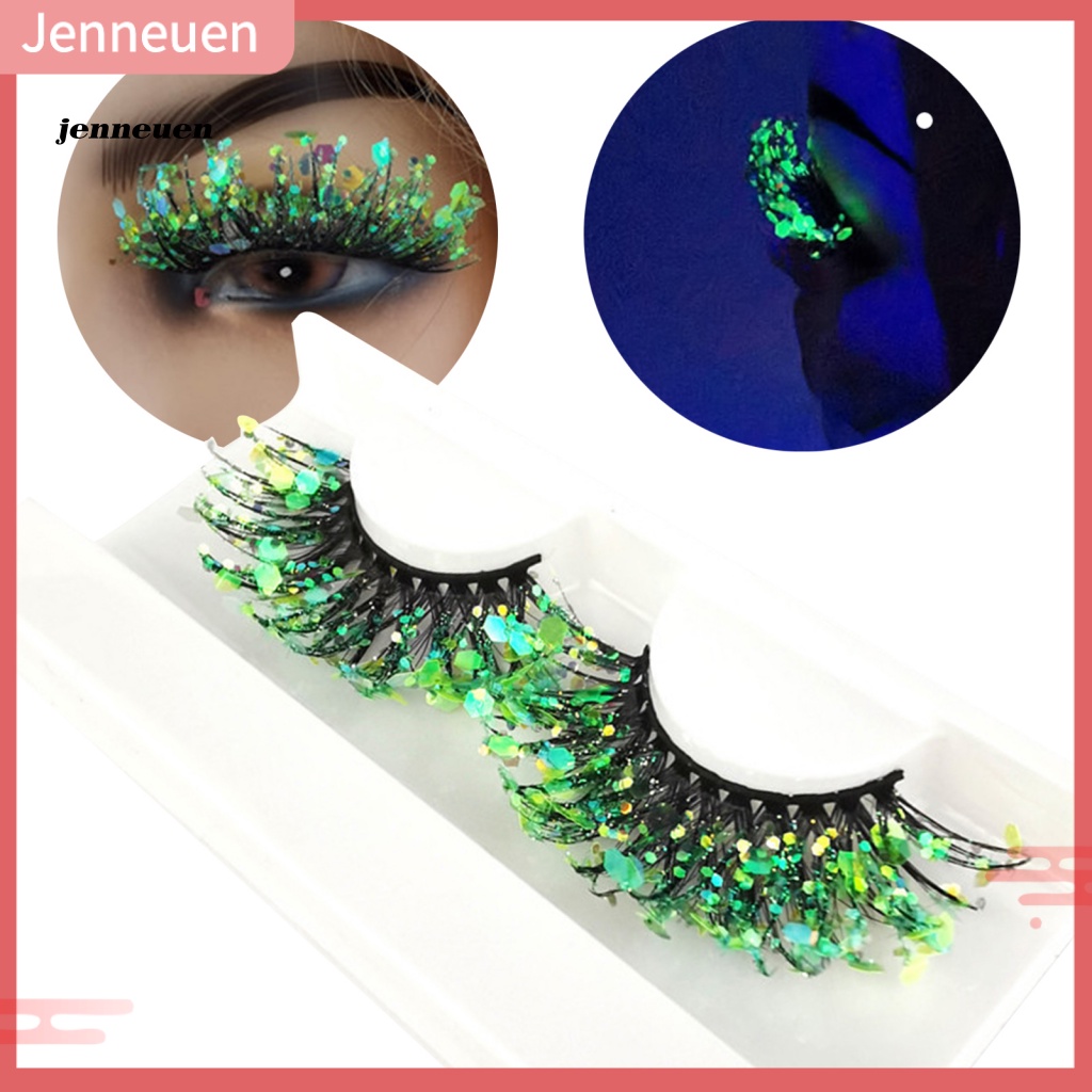 1 Cặp Lông Mi Giả 2 Kiểu Đính Kim Sa 3D Phát Sáng Dành Cho Nữ