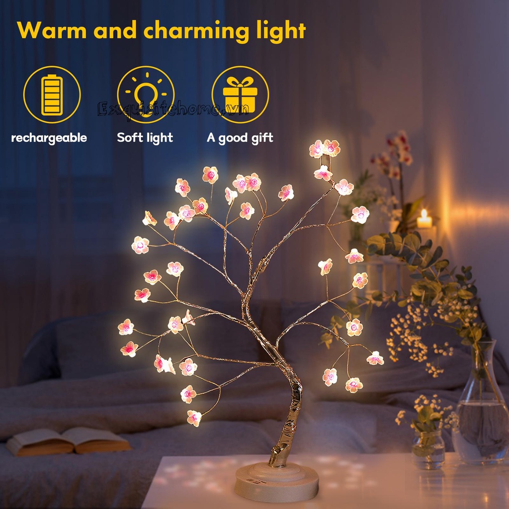 Đèn LED Hình Cây Đào Nở Trang Trí Nhà Cửa