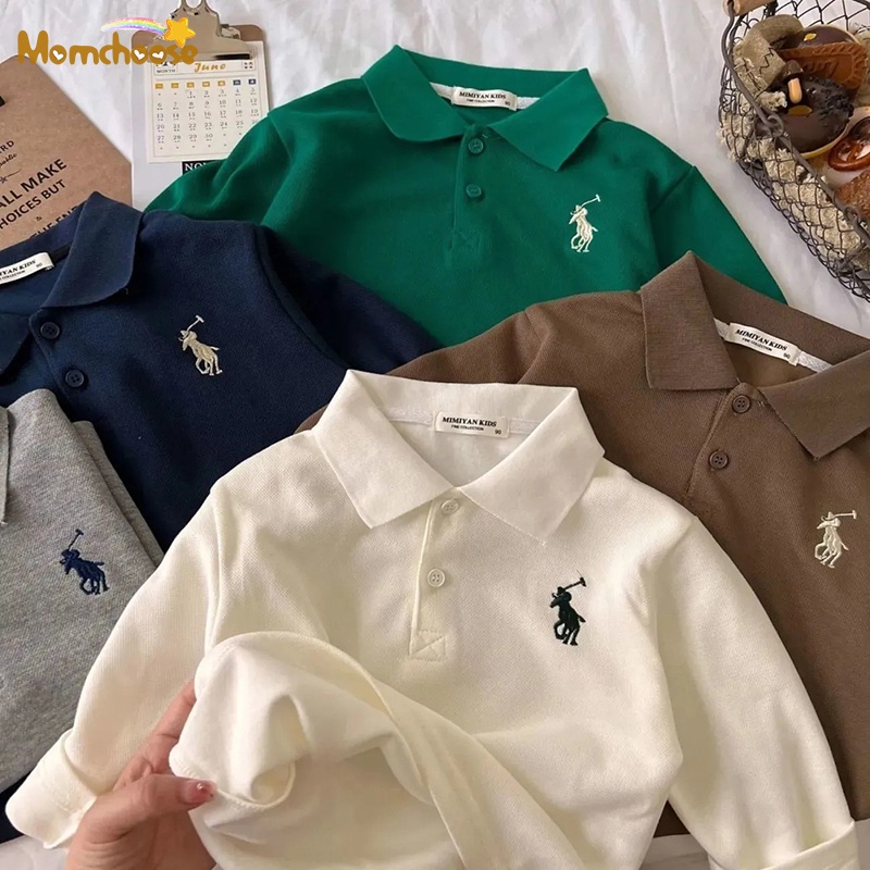 Áo polo Tay Dài Dáng Rộng Thêu Họa Tiết Khoai Tây Chiên Thời Trang Mùa Thu Mới Dành Cho Bé Trai Bé Gái