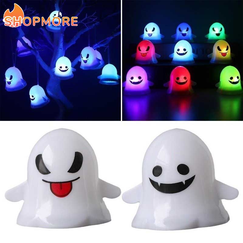 Đèn Ngủ LED Nhiều Màu Sắc Hình Con Ma Có Lưỡi Ra Ngoài Họa Tiết Halloween Dễ Thương