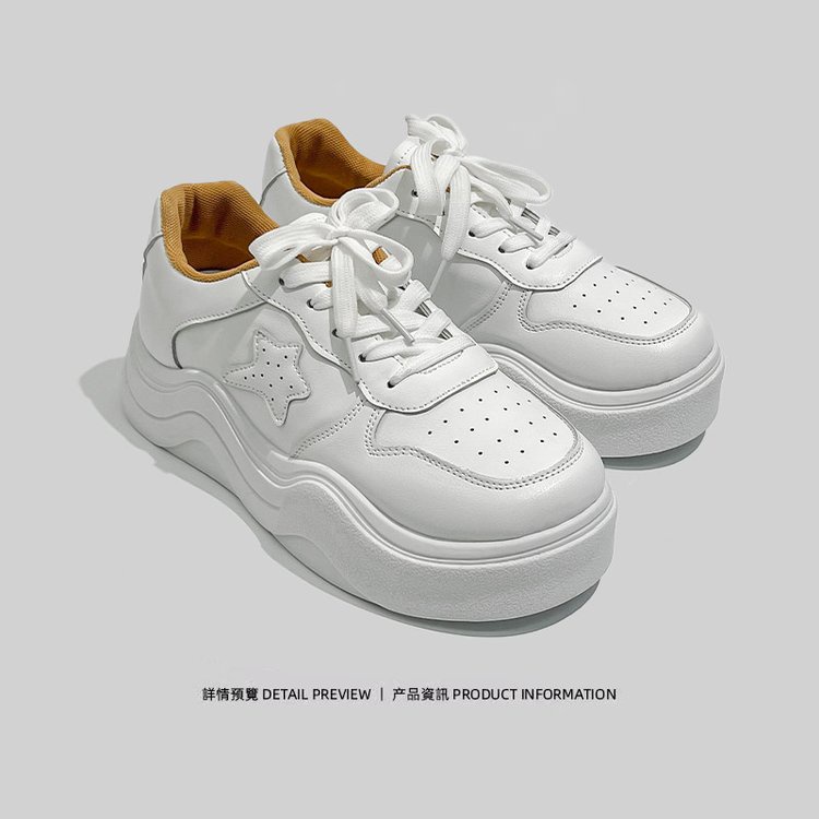 Giày Sneaker Cao Su PU Mũi Tròn Cột Dây Chéo Đế Thấp 3cm