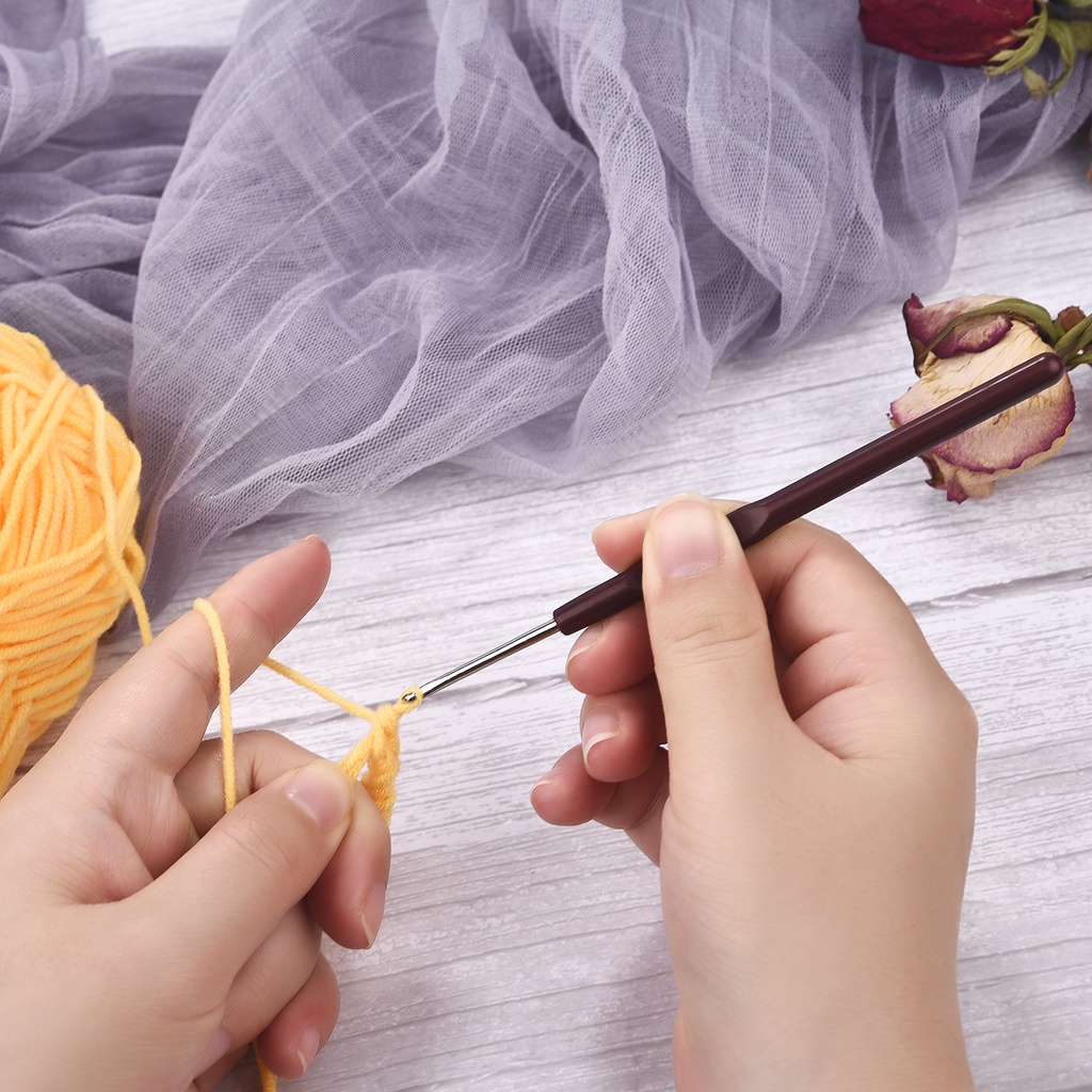 16pcs kim dệt kim ABS xử lý crochet xử lý kim đặt 0.5mm - 2.5mm sợi len đan kim dụng cụ