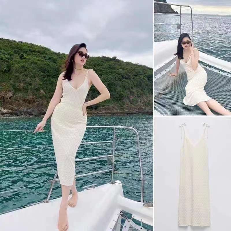Váy len mongtoghi lưới 2 dây hàng QC cực hot chất mát nhẹ mặc hè đi biển