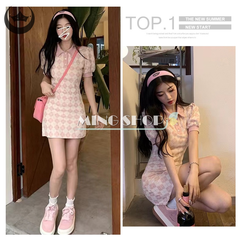 Đầm Dệt Kim Ngắn Tay Ôm Hông Họa Tiết Kẻ Sọc Ngọt Ngào Gợi Cảm Cho Nữ