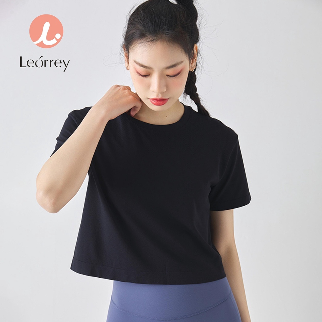 Leorrey Áo Thể Thao Áo Thun Thể Thao Áo Tập Thể Dục Yoga Cánh Hoa Rỗng Thoáng Khí Và Thấm Mồ Hôi Áo Thun Ngắn Tay Áo Nỉ