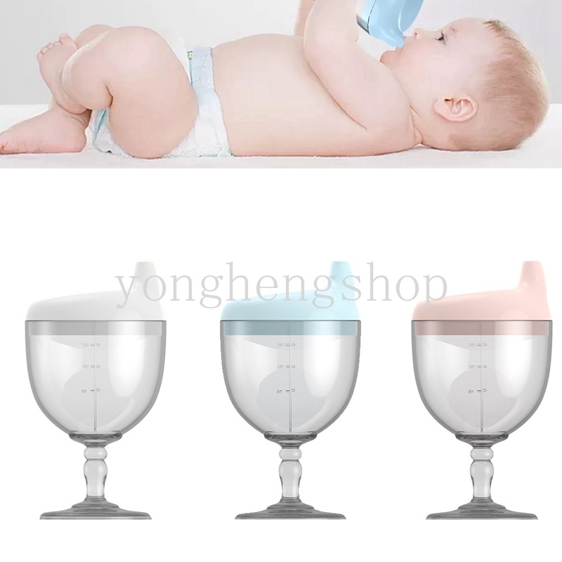 Bình Nước Thủy Tinh 150ml Chống Rò Rỉ Hình Ly Rượu Vang Sáng Tạo Thích Hợp Làm Quà Tặng Cho Bé