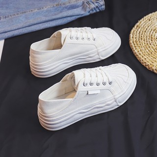 Giày lười vải canvas đế dày mũi to thời trang mùa hè cho nữ