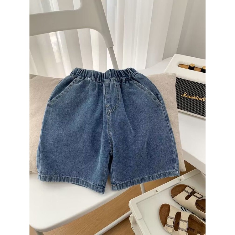 Quần Short Denim Dáng Suông Năng Động Thời Trang Phong Cách Hàn Quốc Cho Bé Trai