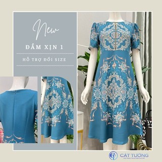 Đầm kiểu mới thiết kế sang trọng tuổi trung niên tặng bà, tặng mẹ K7 - Thời trang Cát Tường