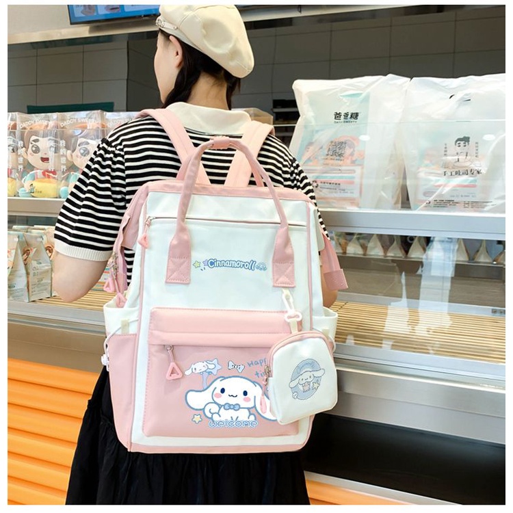 Ba Lô Đi Học Siêu Nhẹ Họa Tiết Hoạt Hình Cinnamoroll Phong Cách Nhật Bản Xinh Xắn