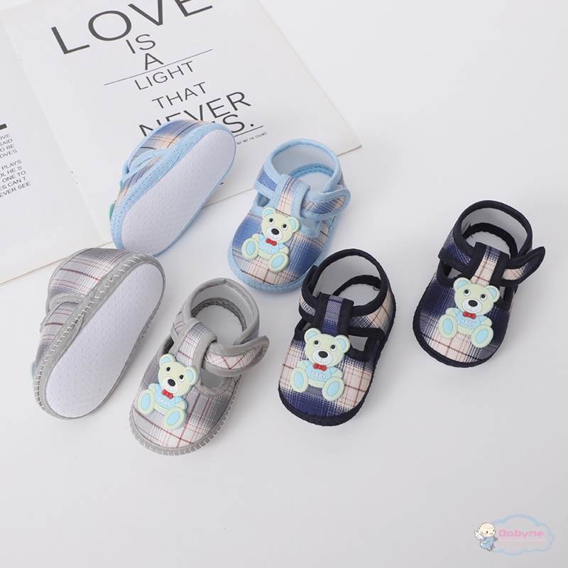 Giày Vải Canvas Họa Tiết Gấu Hoạt Hình Dễ Thương Cho Bé Sơ Sinh Từ 0-12 Tháng Tuổi
